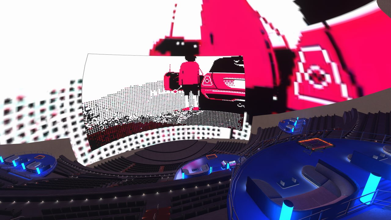 Interior arena with the giant display system active