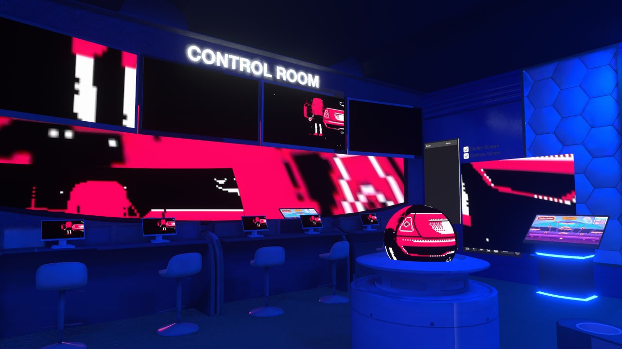 Working control room inside the Sphere world
