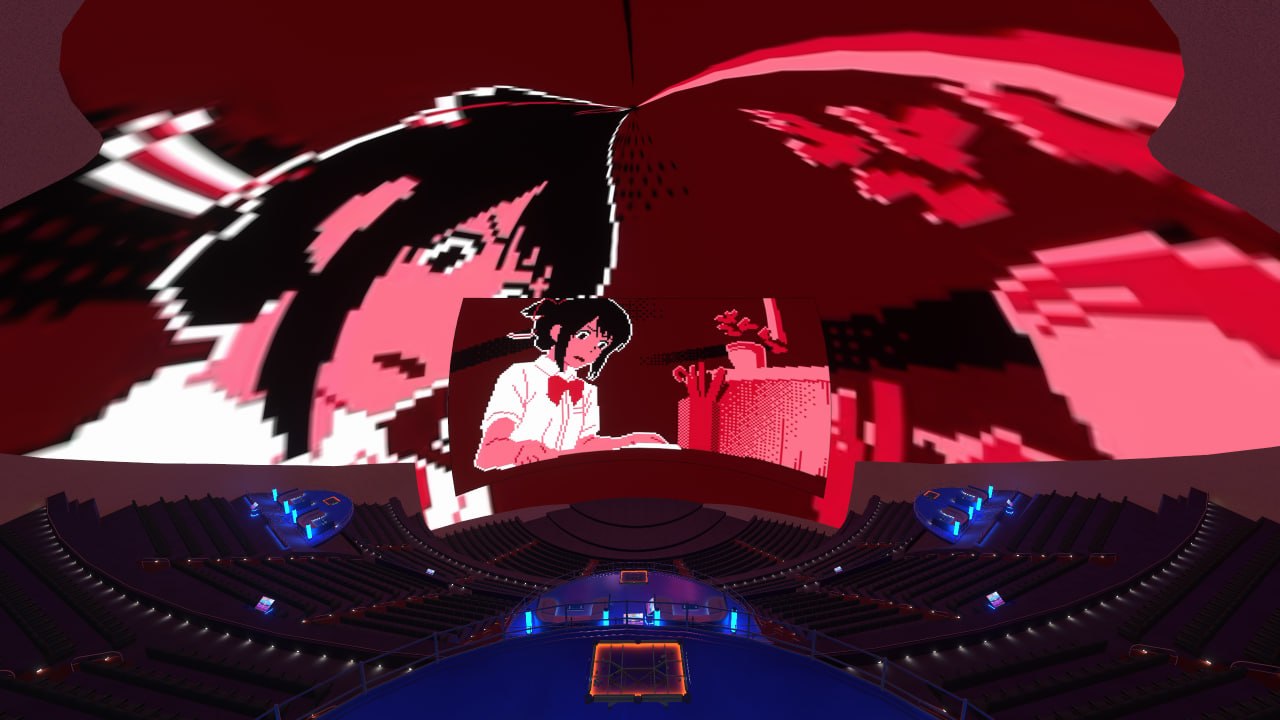 Interior Sphere display showing red and black visuals